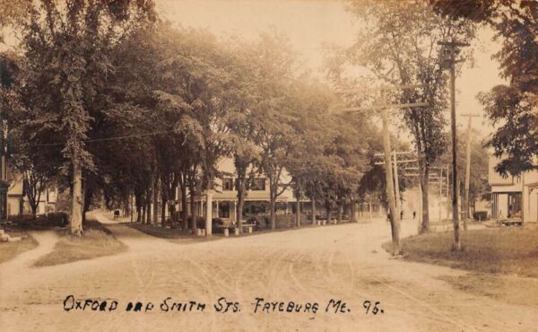 Fryeburg Maine Oxford & Smith Streets, Real Photo, Vintage Postcard U22772