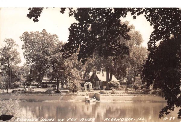 Algonquin Illinois Summer Home On Fox River, Real Photo, Vintage Postcard U22778