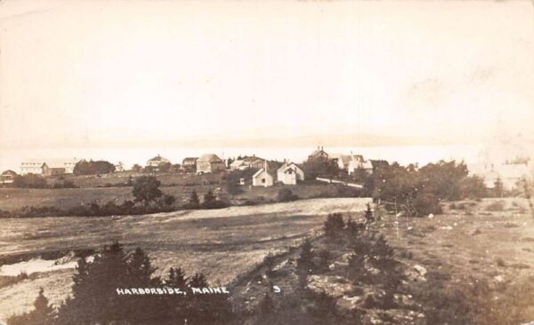 Harborside Maine Town View, Real Photo, Vintage Postcard U22780