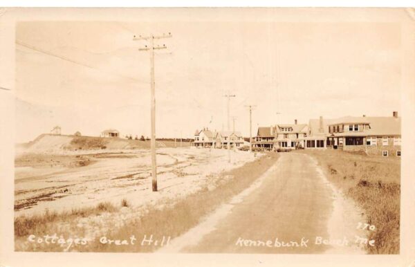 Kennebunk Beach Maine Cottages, Great Hill, Real Photo, Vintage Postcard U22781