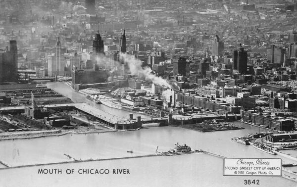 Chicago Illinois Mouth Of Chicago River, Real Photo, Vintage Postcard U22782