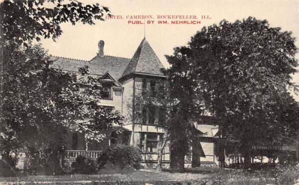 Rockefeller Illinois Hotel Cameron, B/W Lithograph, Vintage Postcard U22795
