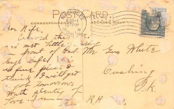 Muskogee Oklahoma Broadway Electric Welcome Arch Vintage Postcard AA100541 - Image 2