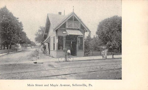 Sellersville Pennsylvania Main Street and Maple Avenue Vintage Postcard AA100549