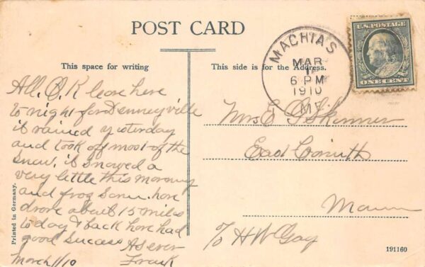 Machias Maine Main Street Horses Drinking Water from Well Postcard AA100554 - Image 2