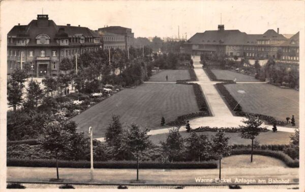 Wanne Eickel Germany Train Station Gardens Real Photo Postcard AA100567