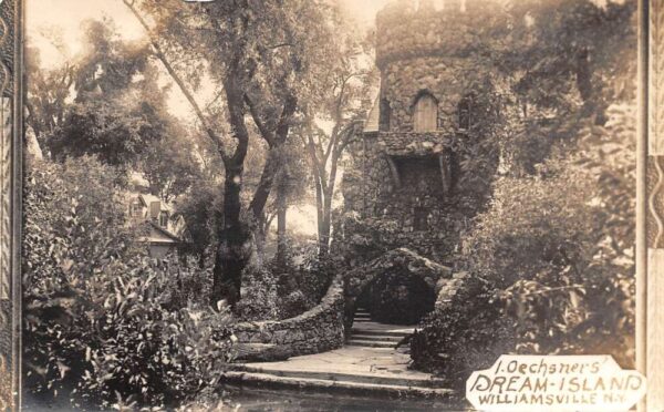 Williamsville New York Oeschners Dream Island Castle Tower Real Photo AA100578