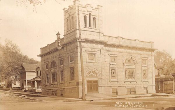 Richland Center Wisconsin New UB Church Real Photo Vintage Postcard AA100593