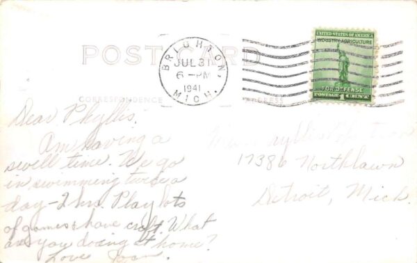 Brighton Michigan Swimming Pier Real Photo Vintage Postcard AA100595 - Image 2