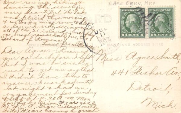 Lake Orion Michigan Grace Cottage Real Photo Vintage Postcard AA100598 - Image 2