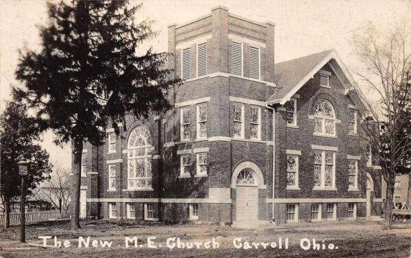 Carroll Ohio New ME Church Real Photo Vintage Postcard AA100605
