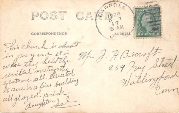 Carroll Ohio New ME Church Real Photo Vintage Postcard AA100605 - Image 2