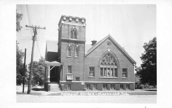 Knoxville Illinois Methodist Church Real Photo Vintage Postcard AA100633
