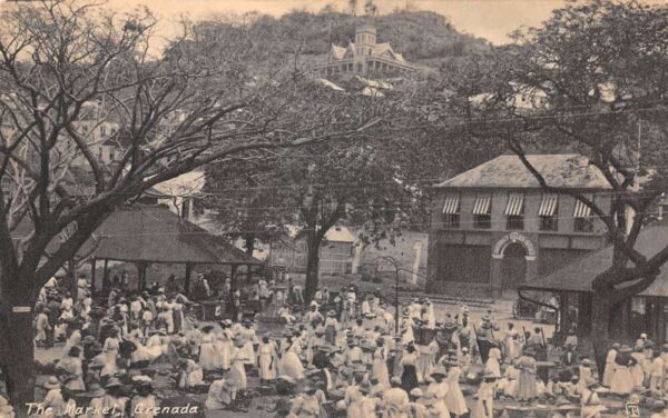 St Georges Grenada Caribbean Market Birds Eye View Tuck Postcard AA100637
