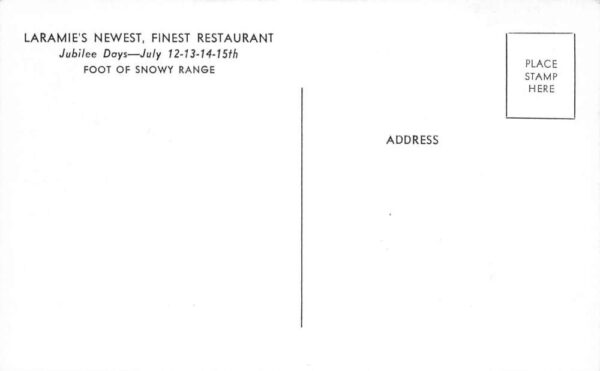 Laramie Wyoming The Chef Restaurant, B/W Photo Print, Vintage Postcard U22890 - Image 2