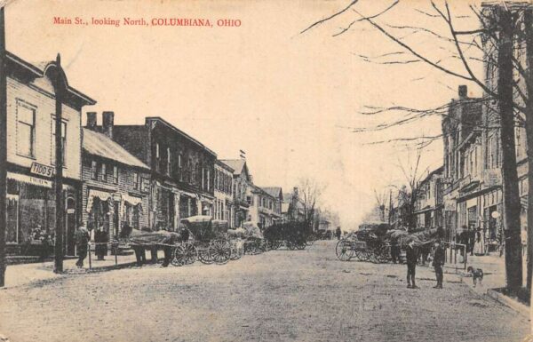 Columbiana Ohio Main St., Looking North, B/W Lithograph, Vintage Postcard U22902