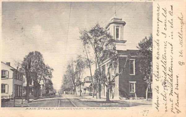Hummelstown Pennsylvania Main St., Looking West, Undivided Back, PC U22907