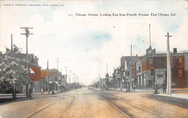 East Chicago Indiana Chicago Ave., Looking East From Forsyth Ave., PC U22970