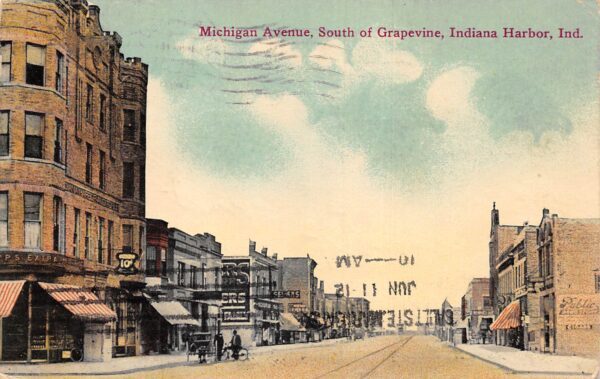 Indiana Harbor Indiana Michigan Ave., South Of Grapevine, Vintage PC U22971