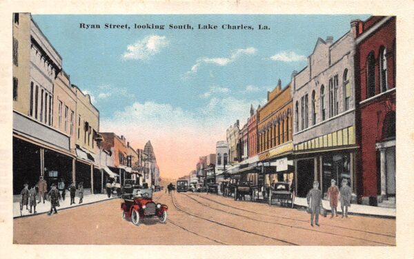 Lake Charles Louisiana Ryan Street, Looking South, Vintage Postcard U22982