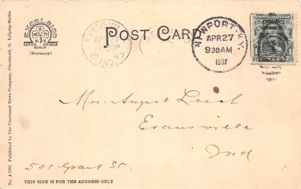Newport Kentucky Park Avenue, Undivided Back, Vintage Postcard U22994 - Image 2