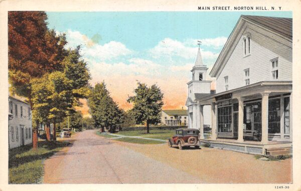 Norton Hill New York Main Street, White Border, Vintage Postcard U23001