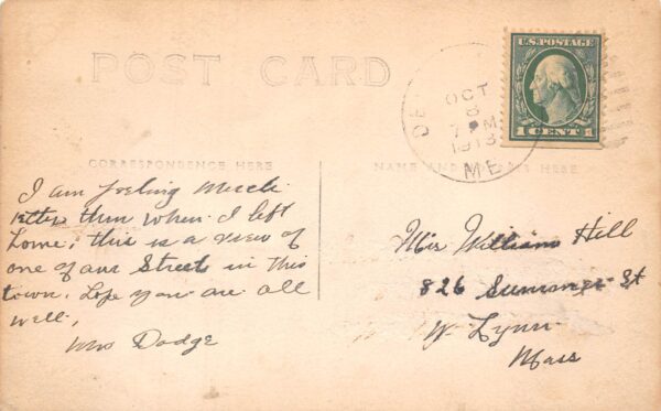 Dennysville Maine Street View, Real Photo, Vintage Postcard U23006 - Image 2