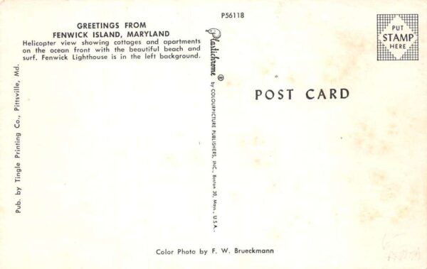 Fenwick Island Maryland Helicopter View Showing Cottages, Vintage PC U23046 - Image 2