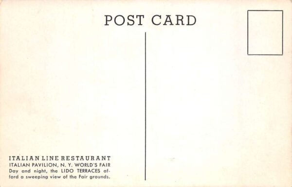 New York City New York Italian Line Restaurant, NY World's Fair, PC U23047 - Image 2
