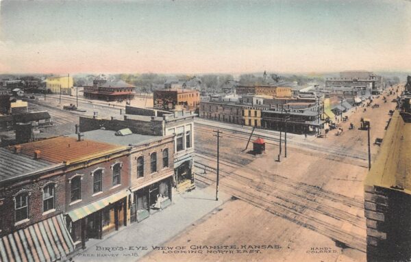Chanute Kansas Bird's Eye View, Looking Northeast, Vintage Postcard U23061