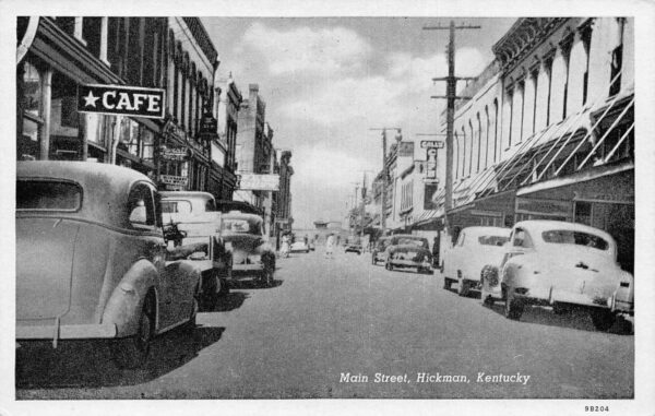 Hickman Kentucky Main Street, B/W Photo Print, Vintage Postcard U23080