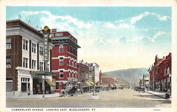 Middlesboro Kentucky Cumberland Avenue, Looking East, Vintage Postcard U23084
