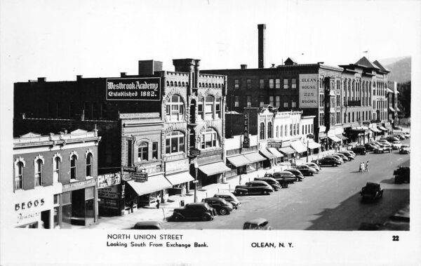 Olean New York N. Union St., Looking South From Exchange Bank, RPPC U23094