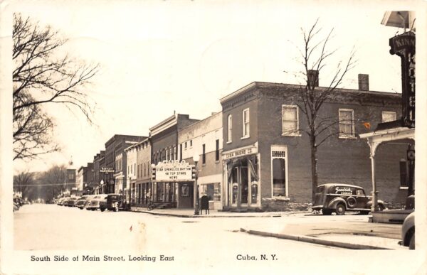 Cuba New York South Side Main St. Looking East, Real Photo Vintage PC U23099