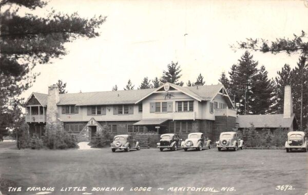 Manitowish Wisconsin Little Bohmia Lodge Real Photo Vintage Postcard AA100660