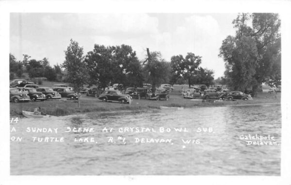 Delavan Wisconsin Crystal Bowl on Turtle Lake Real Photo Postcard AA100663