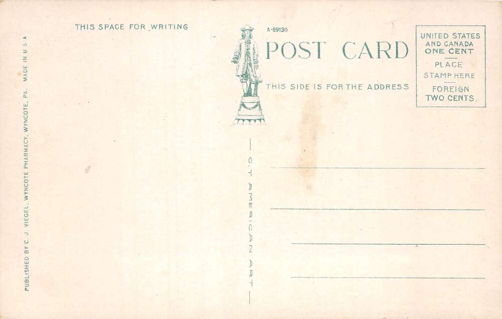 Wyncote Pennsylvania Pharmacy Drug Store Vintage Postcard AA100679 - Image 2
