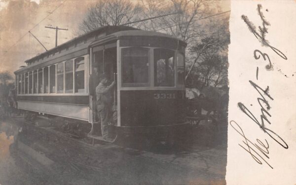 Cleveland Ohio Trolley Street Car and Motormen Real Photo Postcard AA100703