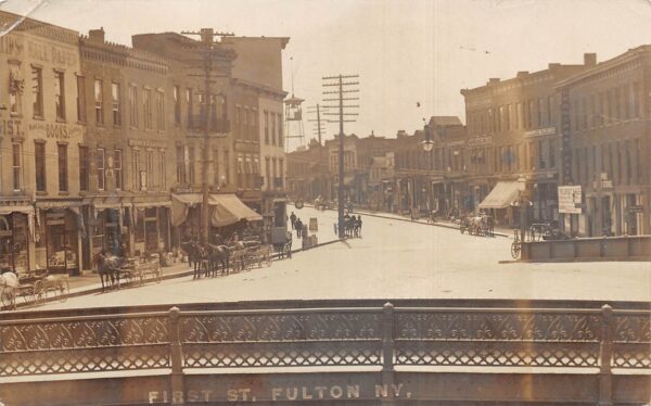 Fulton New York First Street Real Photo Vintage Postcard AA100705