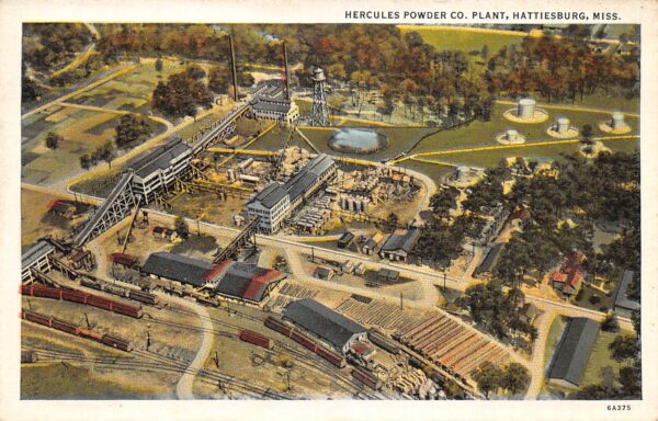 Hattiesburg Mississippi Hercules Powder Co Plant Aerial View Postcard AA100715