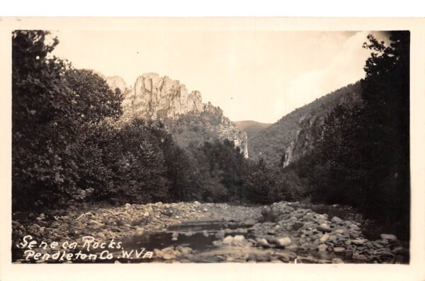 Seneca Rocks West Virginia Creek River Scenic View Real Photo Postcard AA100720