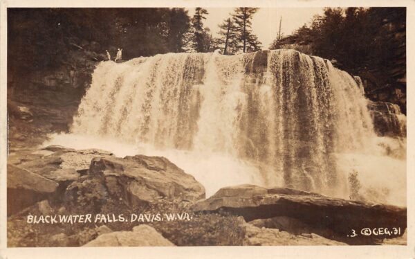Davis West Virginia Blackwater Falls Scenic View Real Photo Postcard AA100721
