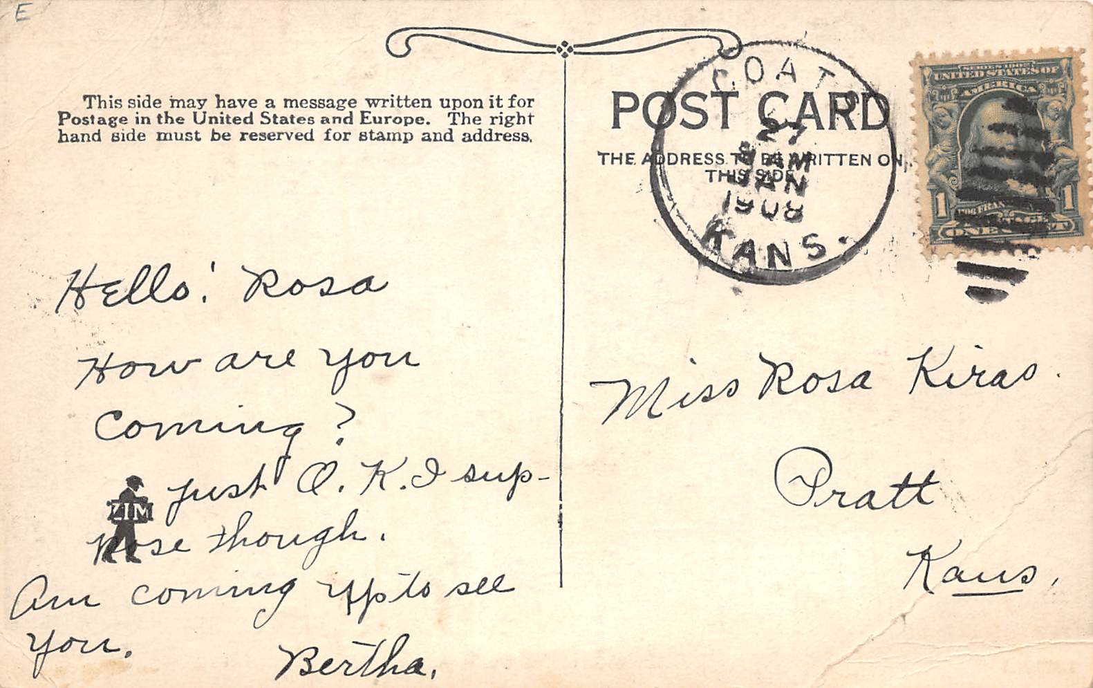 Coats Kansas Street Scene Windmill Vintage Postcard AA100728 - Image 2