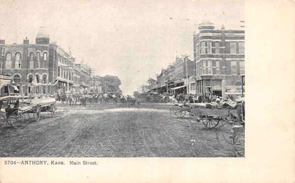 Anthony Kansas Main Street Vintage Postcard AA100729