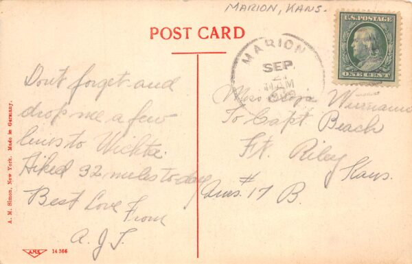 Marion Kansas Main Street Vintage Postcard AA100733 - Image 2