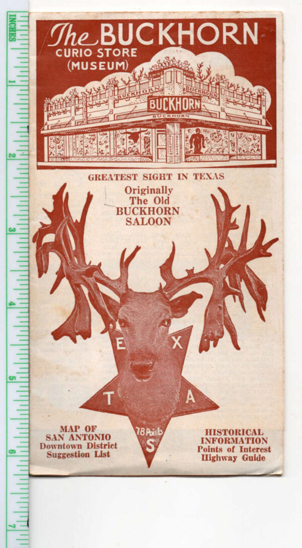 San Antonio Texas Buckhorn Curio Store Museum Info Brochure with Map AA100754