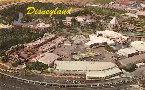 Anaheim California Disneyland Aerial View, Chrome, Vintage Postcard U23136