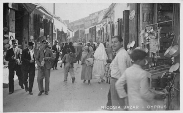 Nicosia Cyprus Bazar Market Scene Real Photo Vintage Postcard AA100978