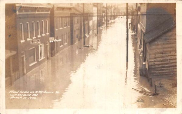 Cumberland Maryland N Mechanic Street 1936 Flood Disaster Real Photo PC AA100991