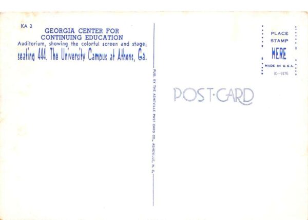 Athens Georgia University Georgia Center Auditorium Vintage Postcard AA101057 - Image 2